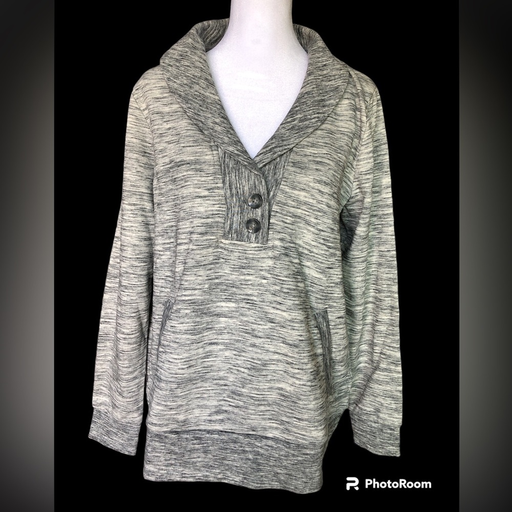 BR Factory Button Cowl Neck, Sweater, Gray, L